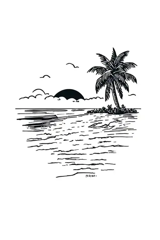 Tattoo Of Bonaire And The Beach Landscape Also Add The Sun