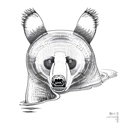 Black Bear On Lake With Waves