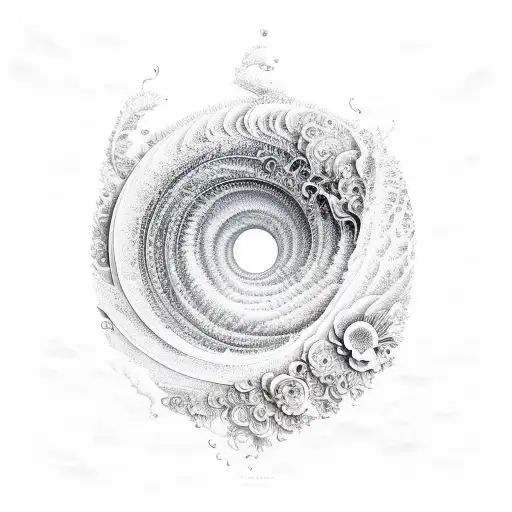 An Ocean Wave Made Up Of Intricate Nature Patterns And Flowers