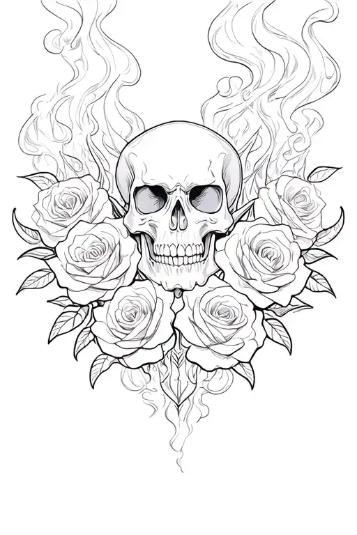 Skull Roses Demons Smoke Rising
