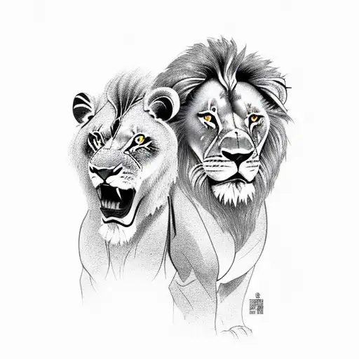 Father And Son As Lion Warriors