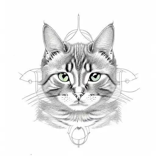 A Hop Plant With Sketch-style Linework Forming The Shape Of A Cat's Face