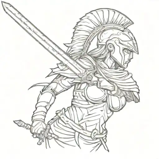 Side Spartan Female Warrior With Sword Bust
