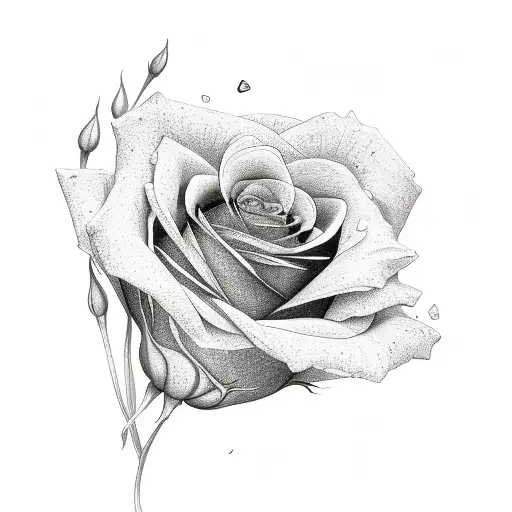 Rose With Petals And Leaves