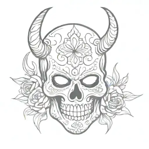 Sugar Skull Lucha Mask With Devil Horns