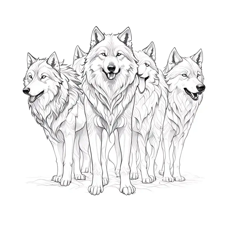 Five Wolf Surrounded