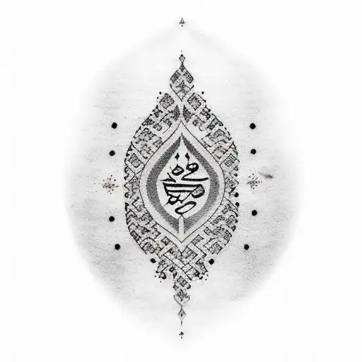 A Dotwork Tattoo Featuring An Ancient Kurdish Manuscript With Beautiful Calligraphy