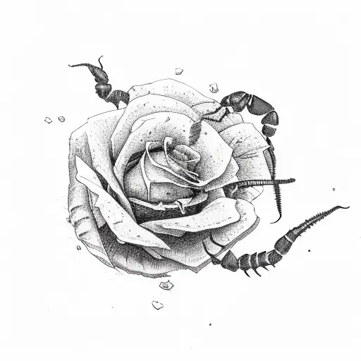 Scorpion Crawling On Roses