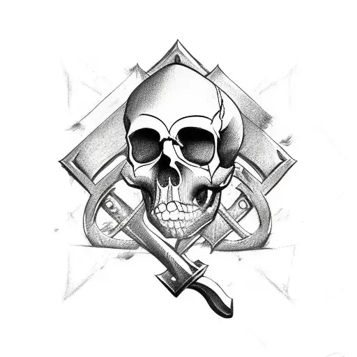 Pirate Skull With Criss-cross Hammer And A Wrench
