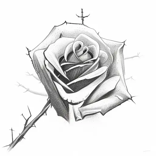 One Skeleton Holding A Rose With Thorns