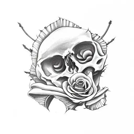 Skeleton Holding A Rose With Thorns