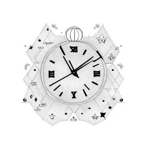 Rainbows And Stars With A Little Clock