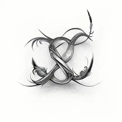 Infinity Feather With Letters K And S