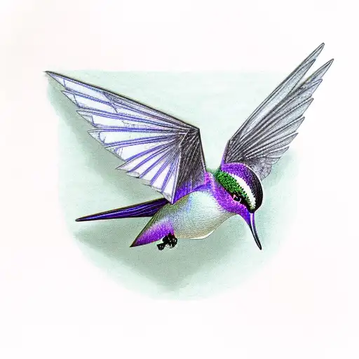 Black Purple Colibri With A Blue Square Bordering The Colibri
