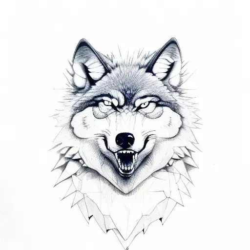 Angry Wolf On Shoulder And Neck