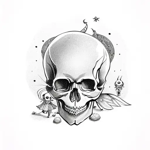 Skull Head With Fairies