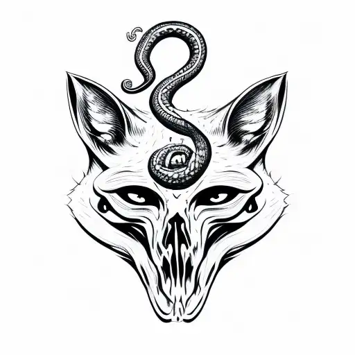 Fox Skull With Snake Peeking Through