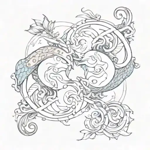 Pisces Combination With Gemini Symbol Intertwined