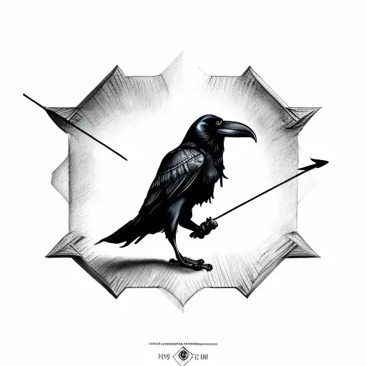 A Raven Holding A Arrow In Its Claw