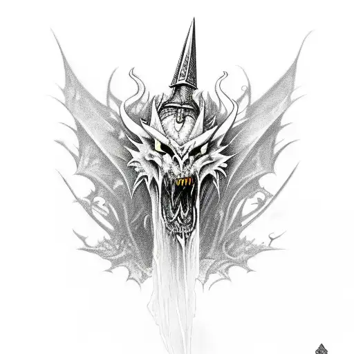 A Dagger With The Word Violence On It With A Dragons Face Wrapped Around