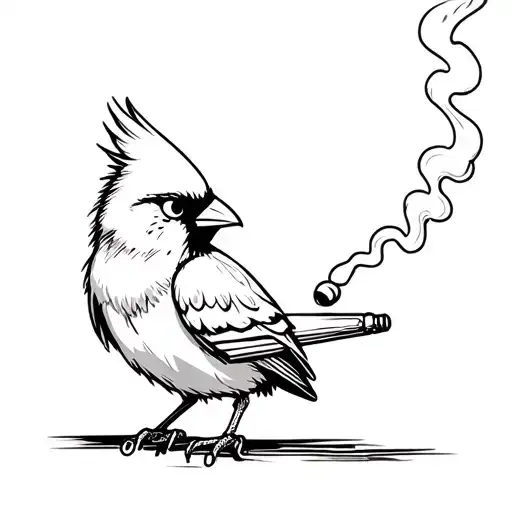 Cartoon Redbird Smoking A Joint