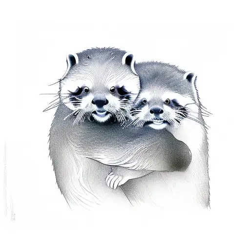 Otter And Red Panda Hug