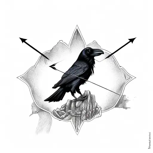 A Raven Holding A Arrow In Its Claw