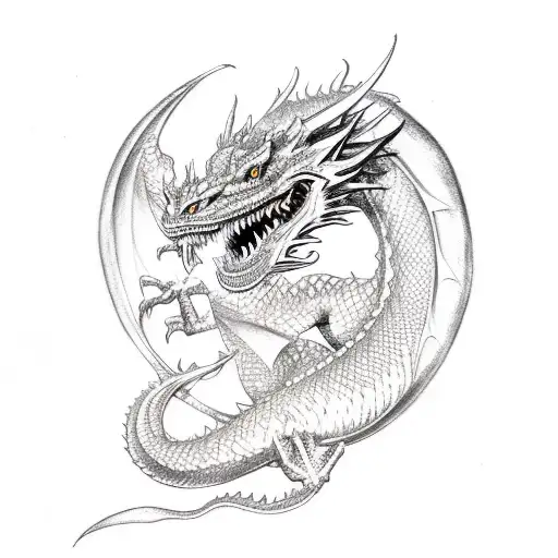 Bakunawa Dragon Stretch And Have The Moon Between Its Teeth