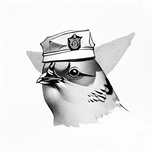 Police Pigeon With Police Hat