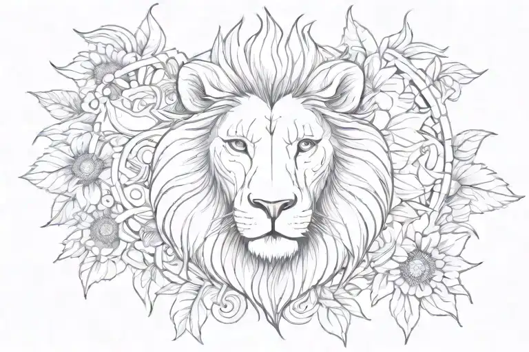 Lion With Half Evil Eye And Part Sunflower