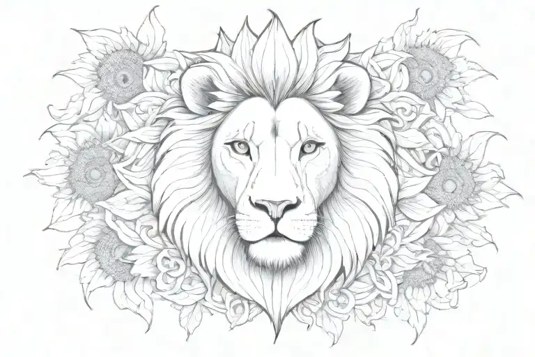 Lion With Half Evil Eye And Part Sunflower