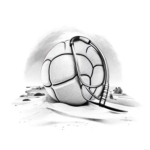 Stethoscope Wrapped Around A Basketball On A Sandy Beach