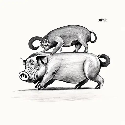 Monkey Riding A Pig