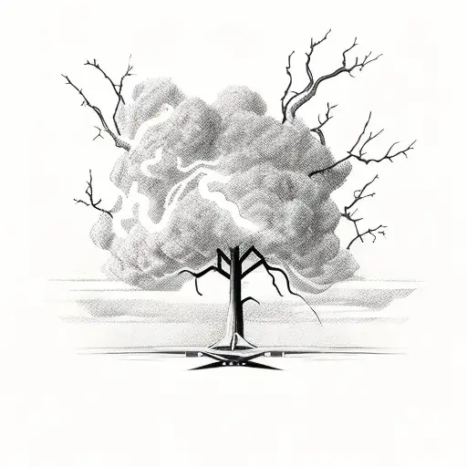 Lightning Bolt Striking Tree