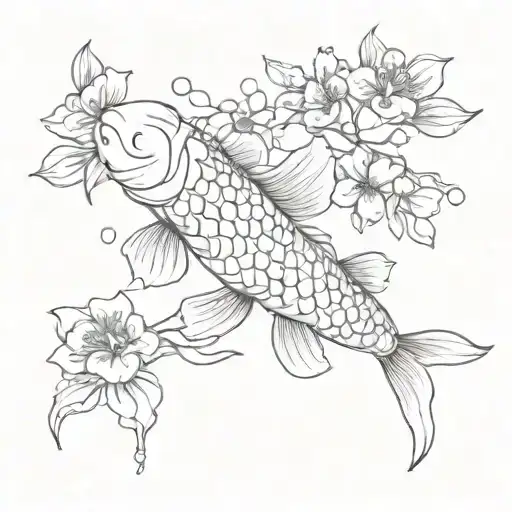 Koi Fish With Flowers Inside Symbolizing