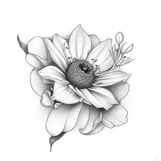 Single Dainty Flower With Butterfly