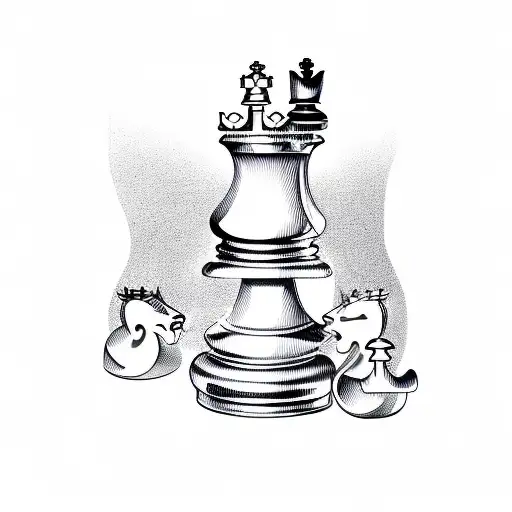 Detailed Chess Pawn Piece Half Shaded