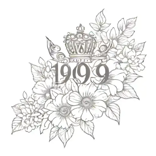 Number 1995 Word October Birth Flower And Crown