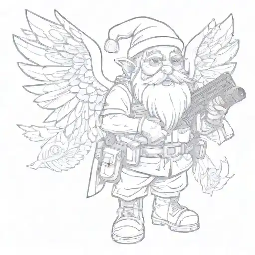 Gnome With Angel Wings And A Gun