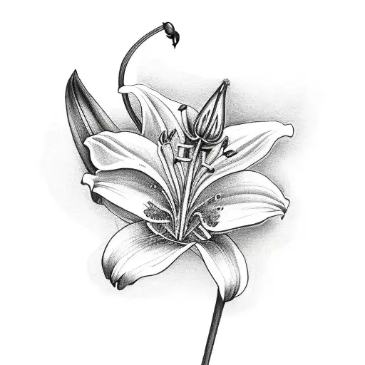 Cardinal With Lily Flower