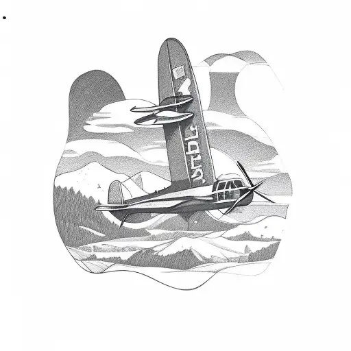 A Vintage Airplane Soaring Over A Mountainous Landscape