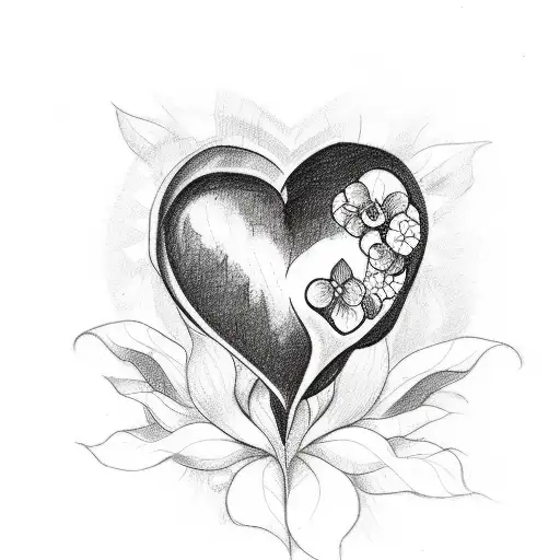A Sketch-style Tattoo Of Your Birth Flowers Forming A Heart Shape