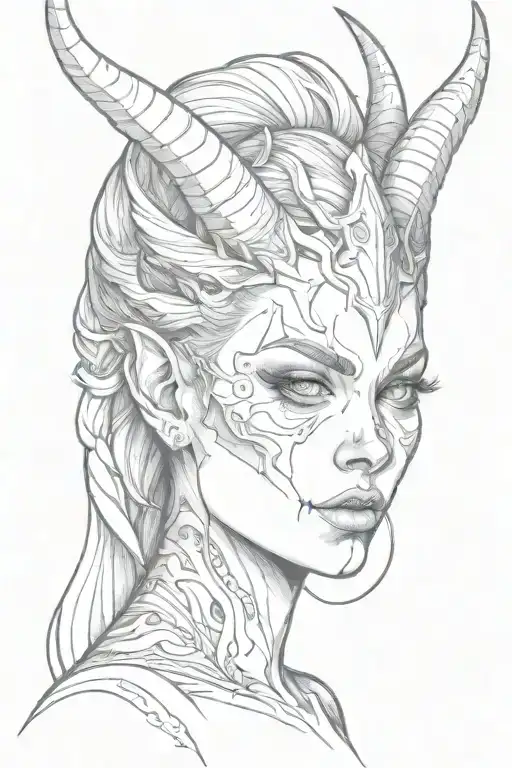 Face Demon Girl Small Horns