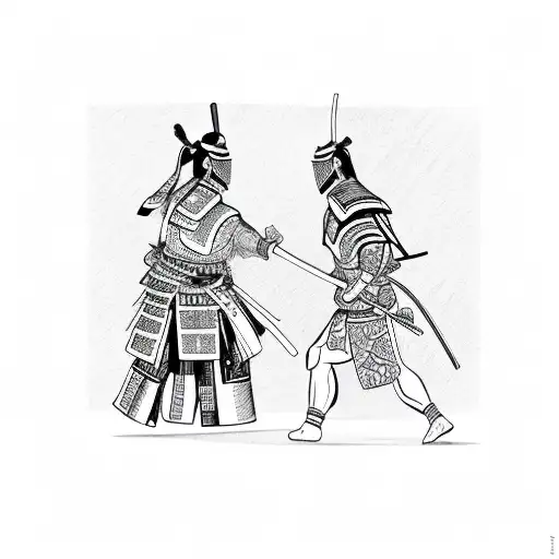 Samurai Shaking Hands With Aztec Warrior
