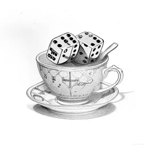 A Cup Of Tea And A Smiling Mother Throws Dice At The Backgammon Table