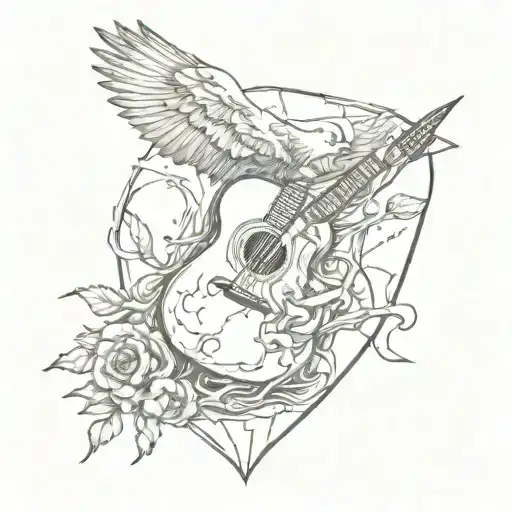 Guitar Pick Crumbling Into Birds On Top