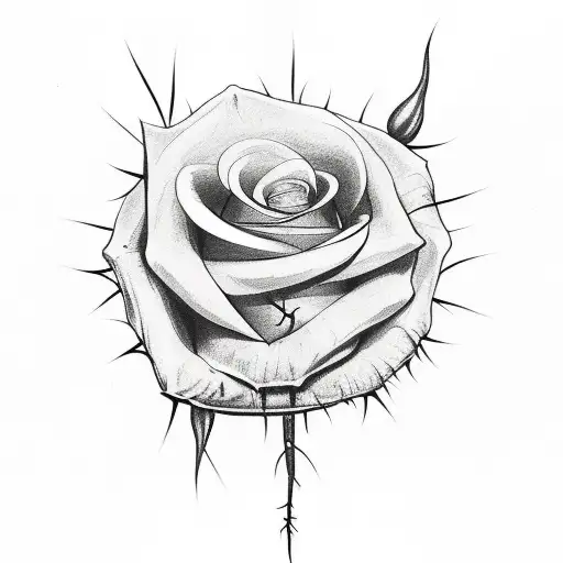 Bleeding Rose Back Of Hand Tattoo With Thorns