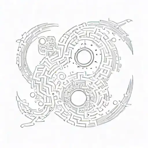 An Intricate Yin And Yang Symbol Made Of Programming Code And Steam