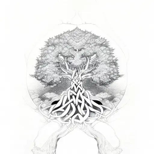 Celtic Tree And Paw Prints