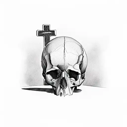 Cross Going Through A Skull